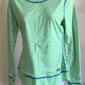 Fila Sport Women’s Reversible Long Sleeve Top Size S Mint Green/Gray & White